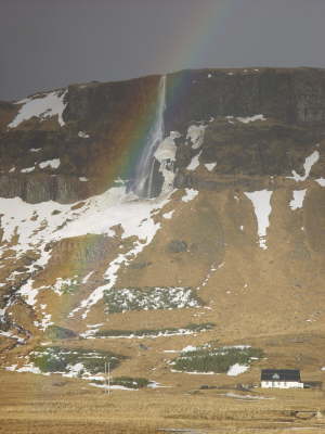 Rainbow and waterfall